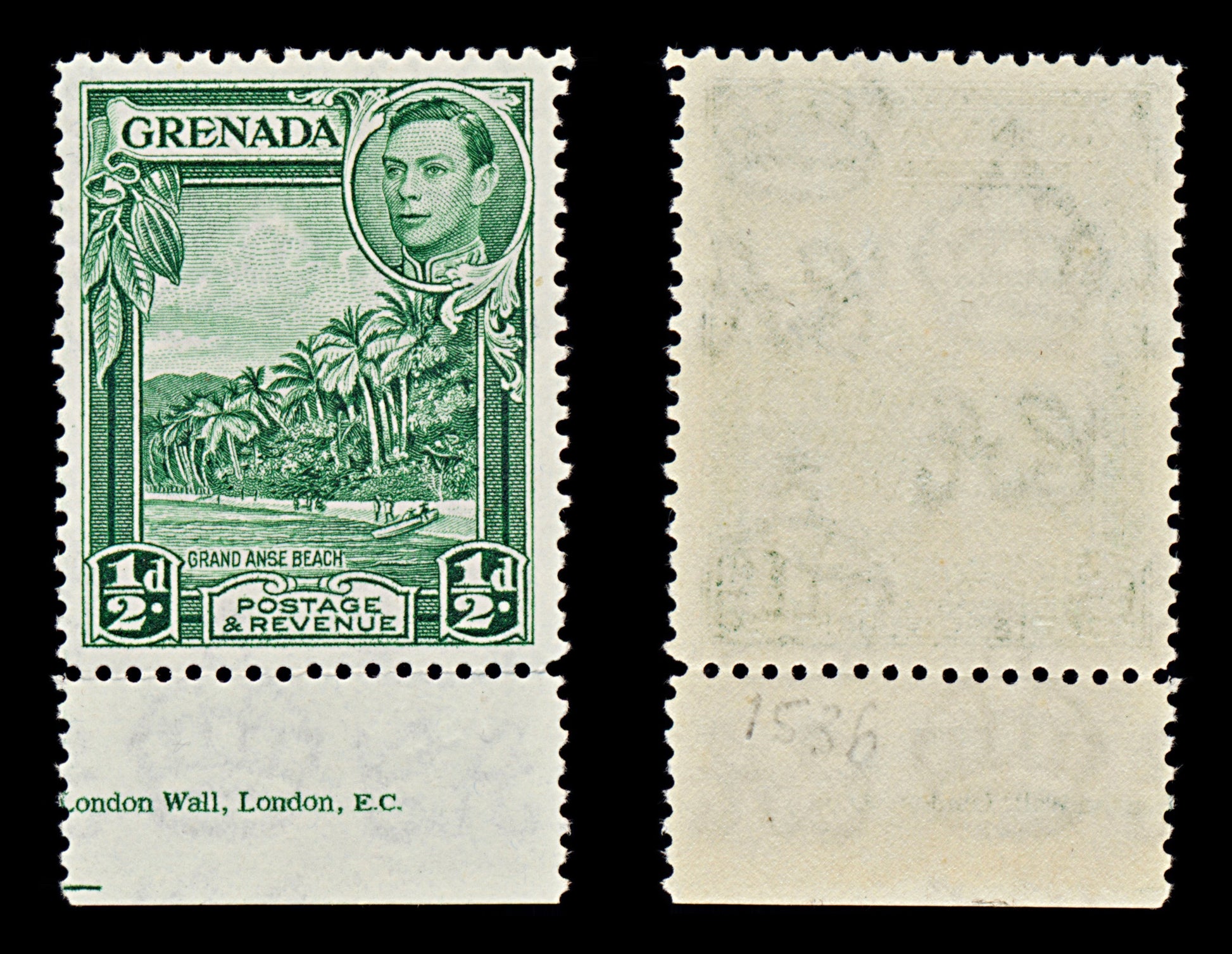 7553 Grenada SG153b ½D Yellow Green + SG153ba 1938. Mi124a. Mint MVLH. C£20
