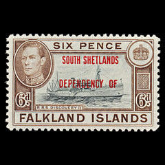 7559 Falkland Islands SG D6 6P Black & Brown 1944. Sc#5L6 Mi6. Mint MVLH. C£18, view 3