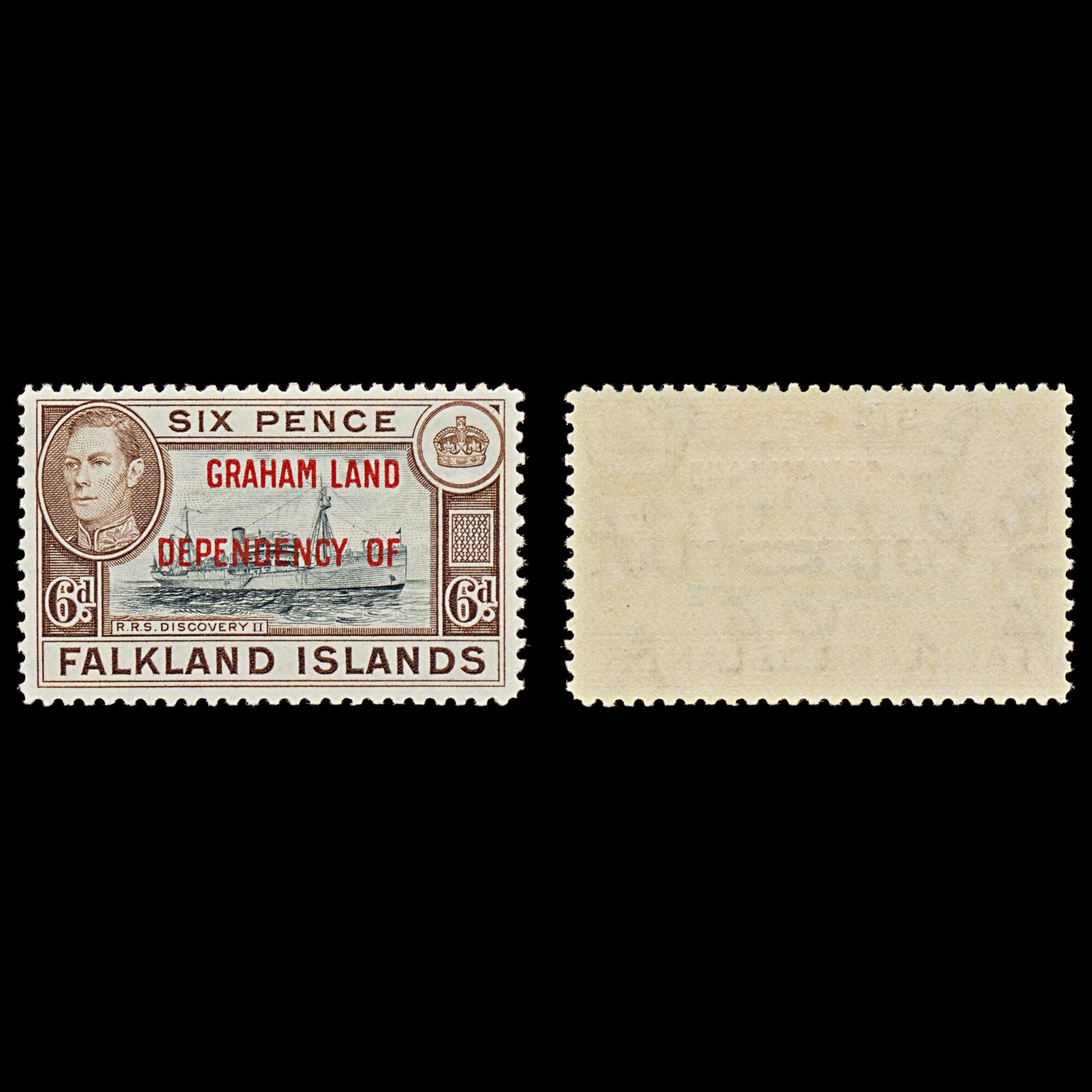 7560 Falkland Islands SG A6 6P Black & Brown 1944. Sc#2L6 Mi6. Mint MVLH. C£18