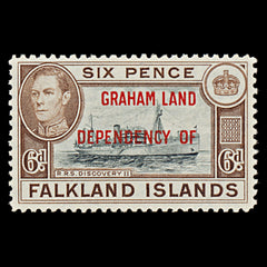 7560 Falkland Islands SG A6 6P Black & Brown 1944. Sc#2L6 Mi6. Mint MVLH. C£18, view 3