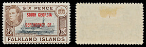 7561 Falkland Islands SG B6 6P Black & Brown 1944. Sc#3L6 Mi6. Mint MH. C£18