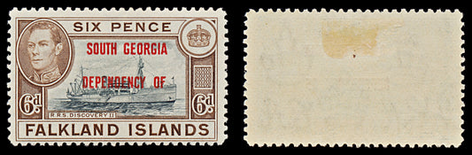 7561 Falkland Islands SG B6 6P Black & Brown 1944. Sc#3L6 Mi6. Mint MH. C£18