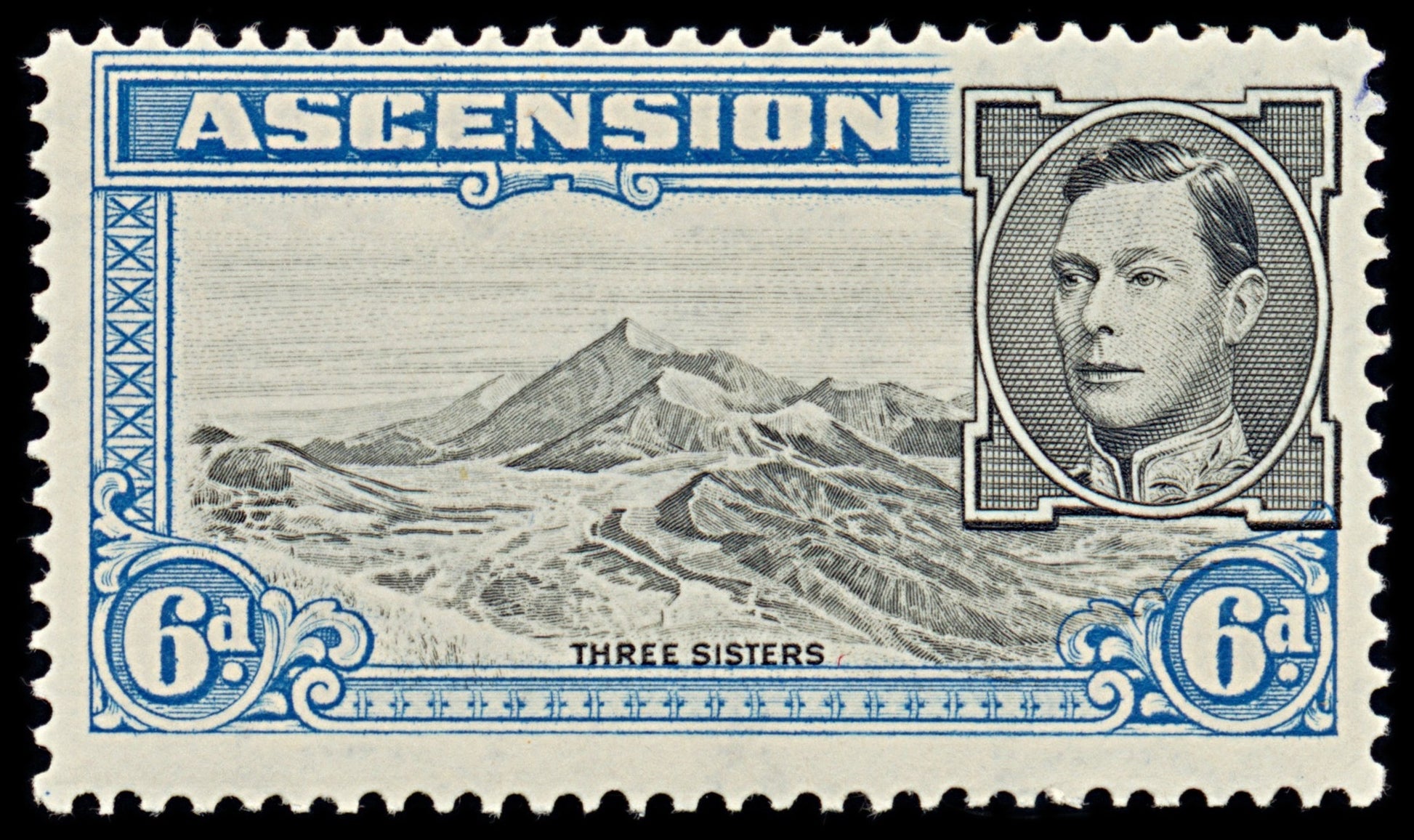 7576 Ascension SG43 6D Black & Grey Blue 1938. Sc#45 Mi48A. Mint MH. C£14