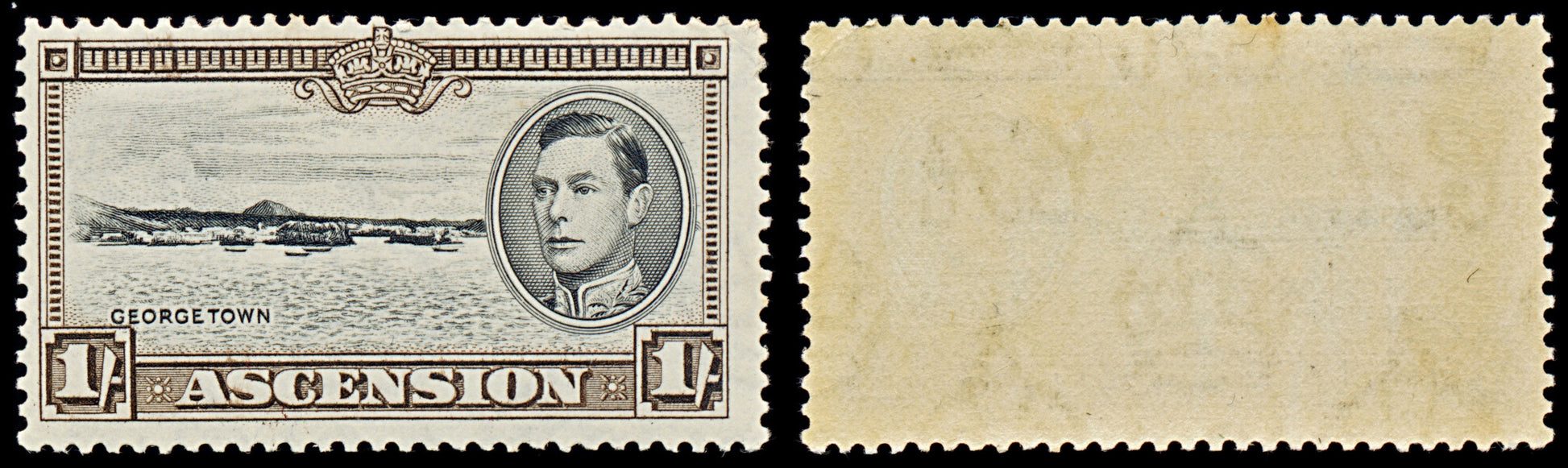 7577 Ascension SG44 1S Black & Dark Brown 1938. Sc#46a Mi49A. Mint MNH. C£22