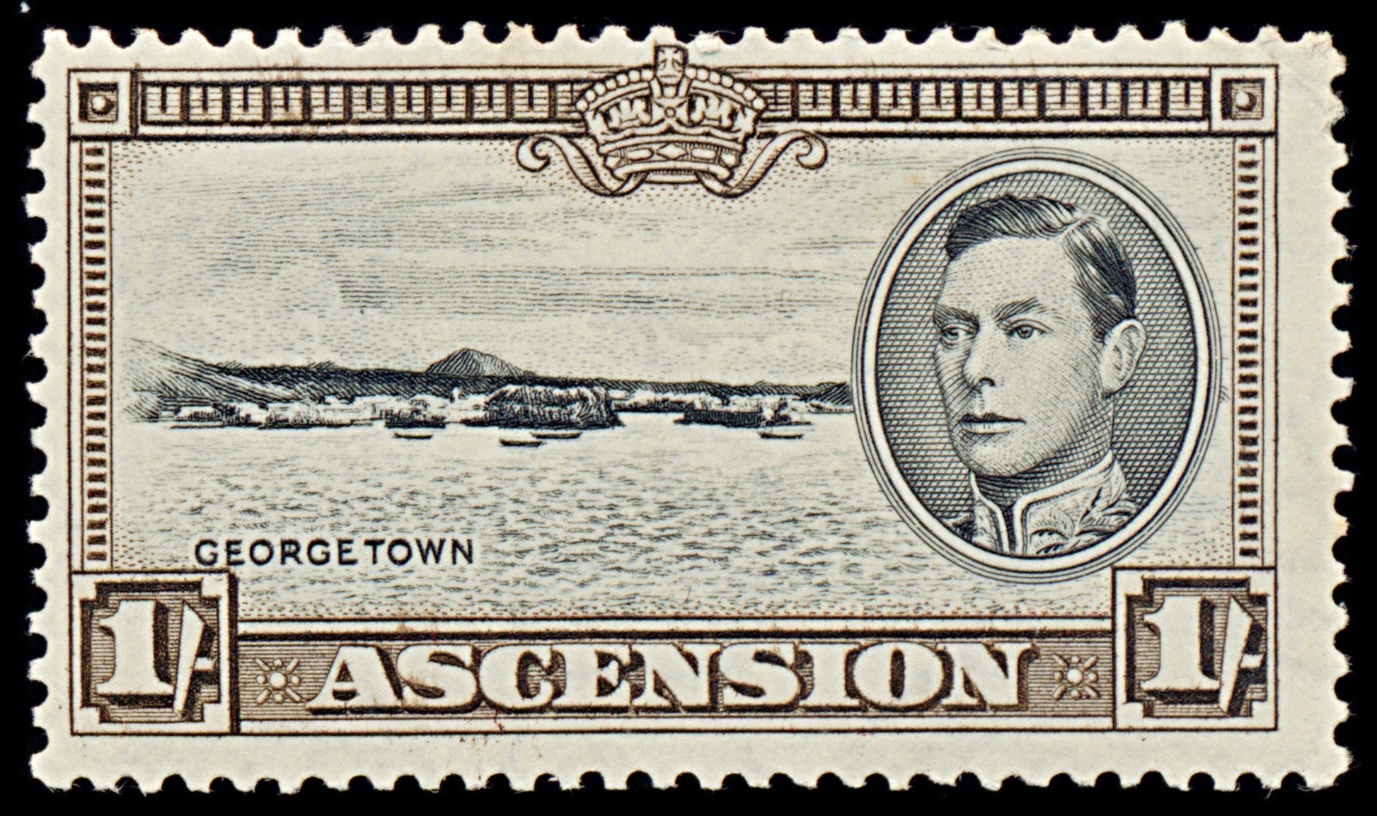7577 Ascension SG44 1S Black & Dark Brown 1938. Sc#46a Mi49A. Mint MNH. C£22