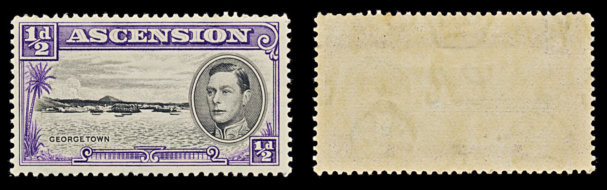 7579 Ascension SG38 ½D Black & Violet 1938. Sc#40a Mi39A. Mint MNH. C£8