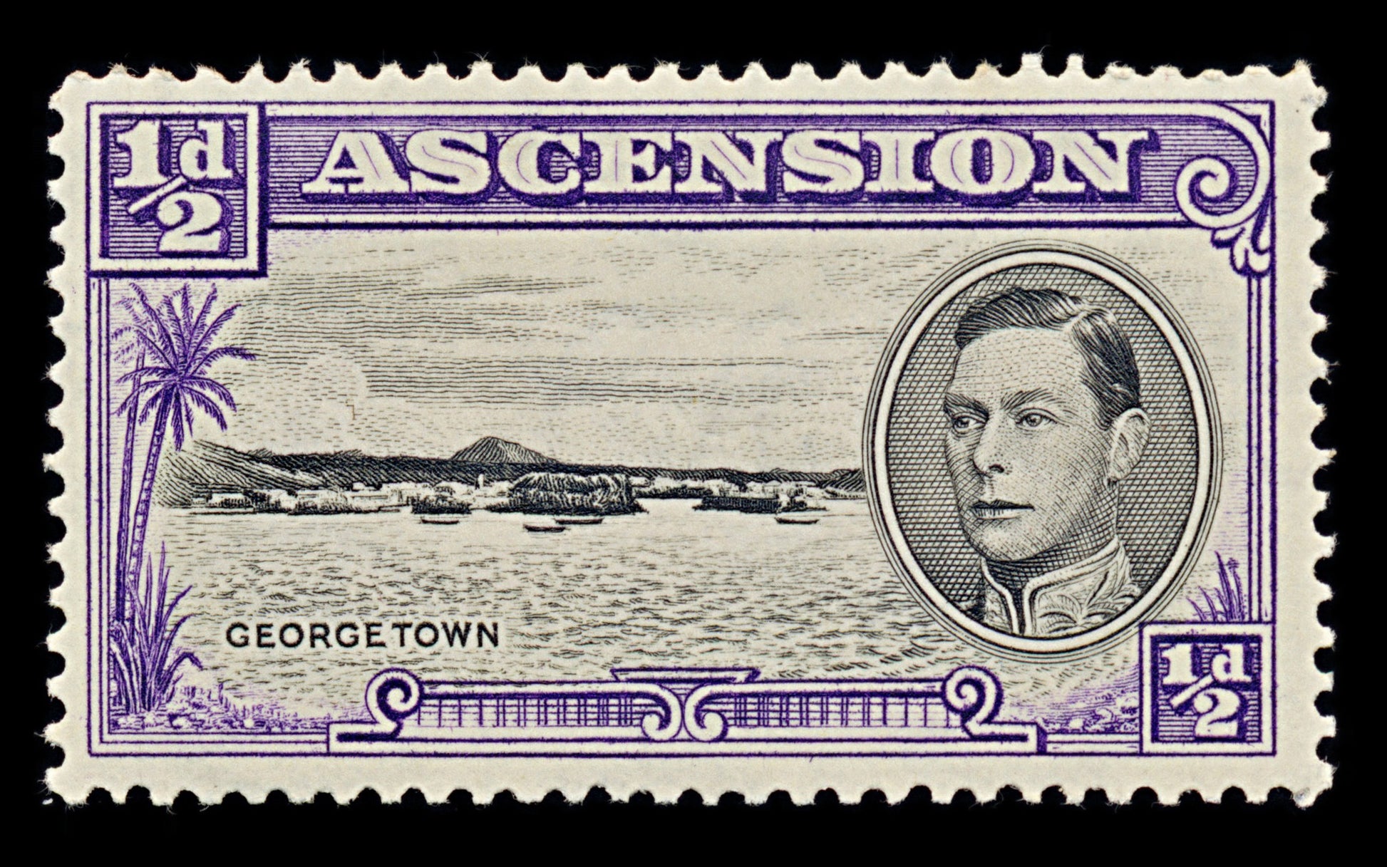 7579 Ascension SG38 ½D Black & Violet 1938. Sc#40a Mi39A. Mint MNH. C£8