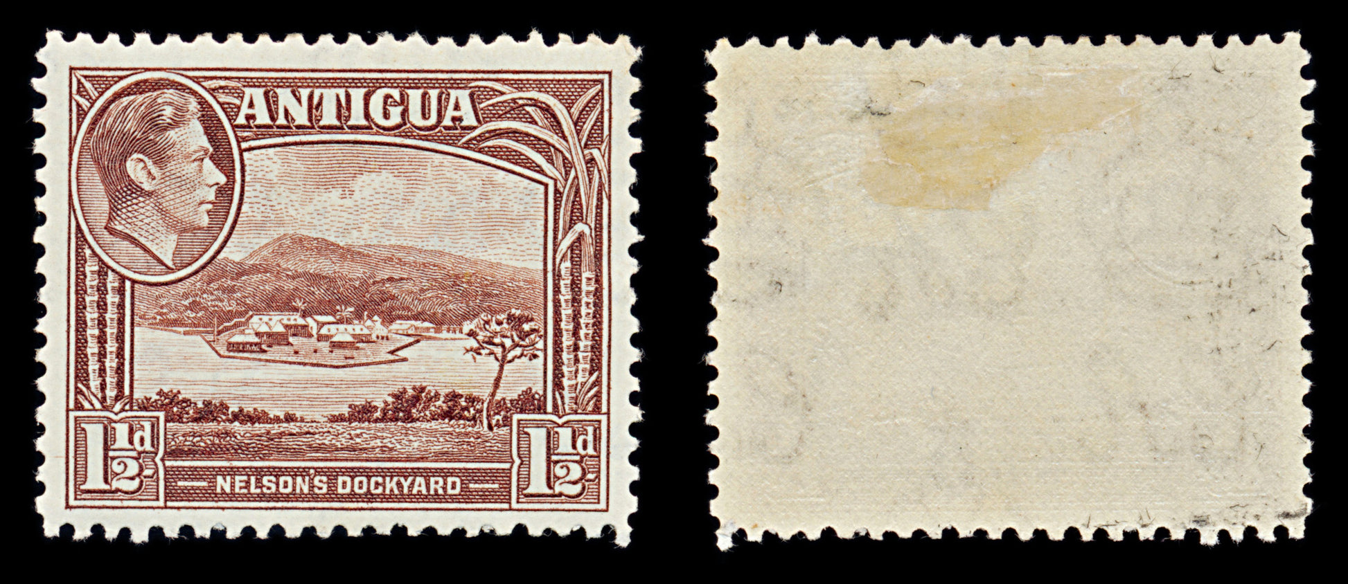 7584 Antigua and Barbuda SG100 1½D Chocolate Brown 1938. Sc#86a Mint MH. C£10