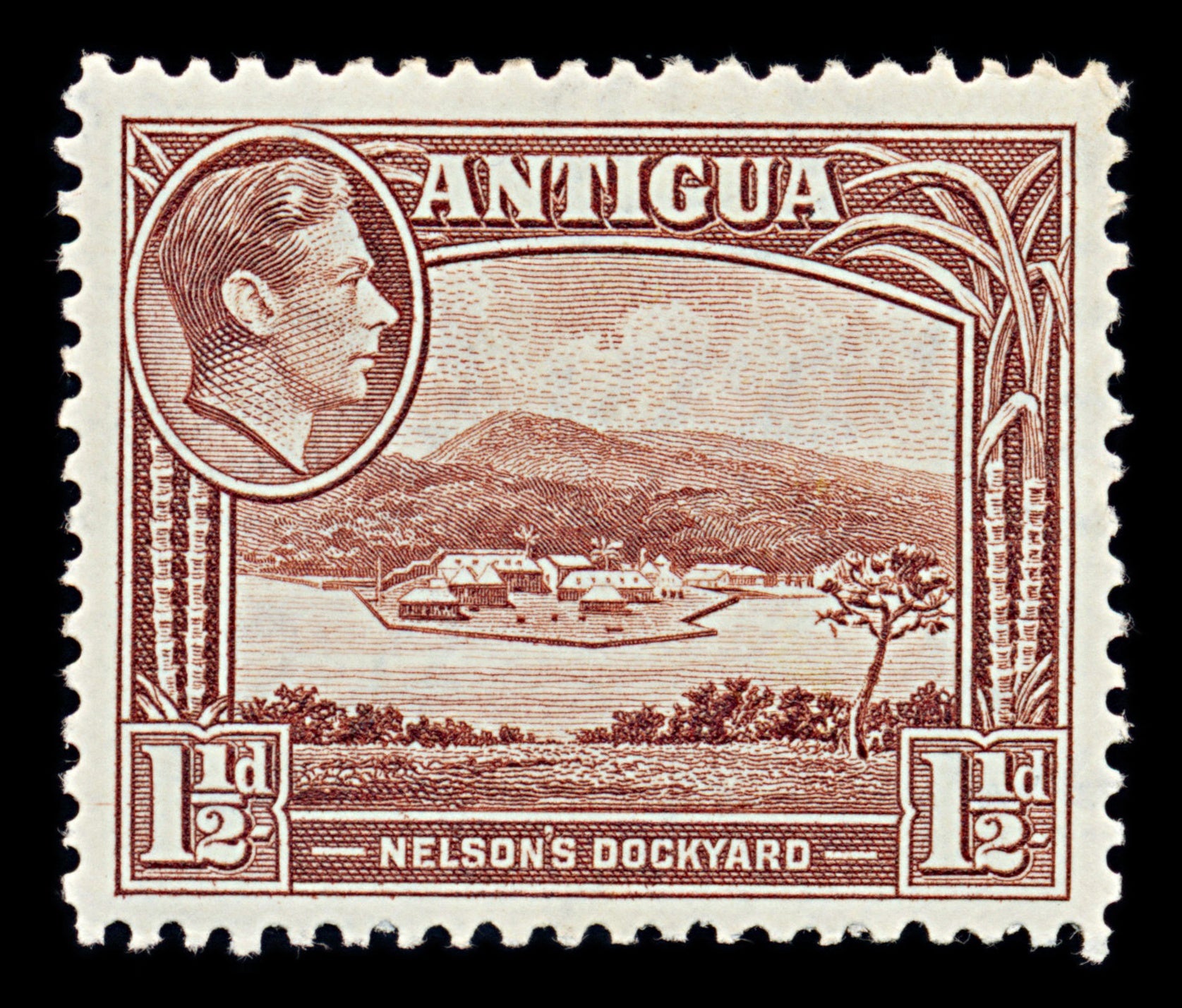7584 Antigua and Barbuda SG100 1½D Chocolate Brown 1938. Sc#86a Mint MH. C£10