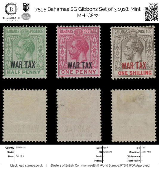 7595 Bahamas SG96-99 Set of 3 1918. Mint MH. C£22