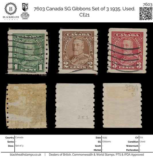 7603 Canada SG352-354 Set of 3 1935. Used. C£21