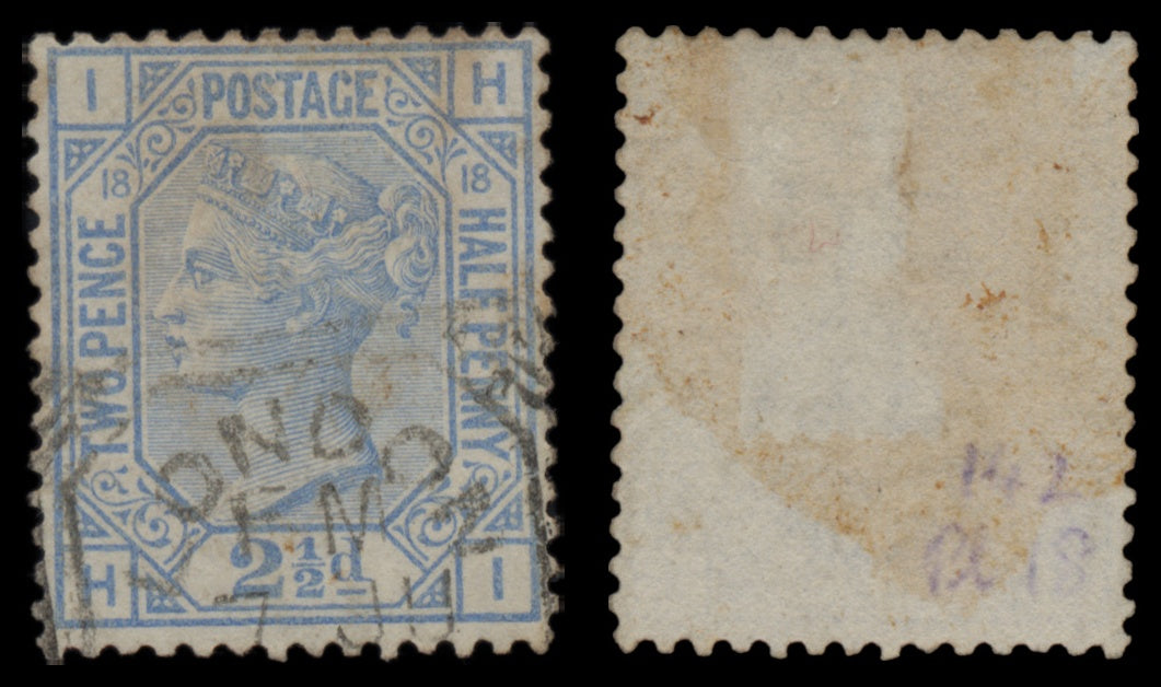 7646 GB SG142 2½d Blue Plates 17-23 1880. Sc#68 Mi51. Used. C£365