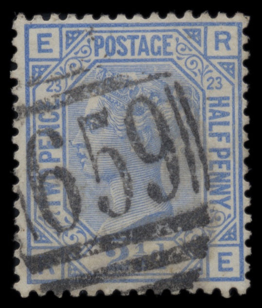 7646 GB SG142 2½d Blue Plates 17-23 1880. Sc#68 Mi51. Used. C£365