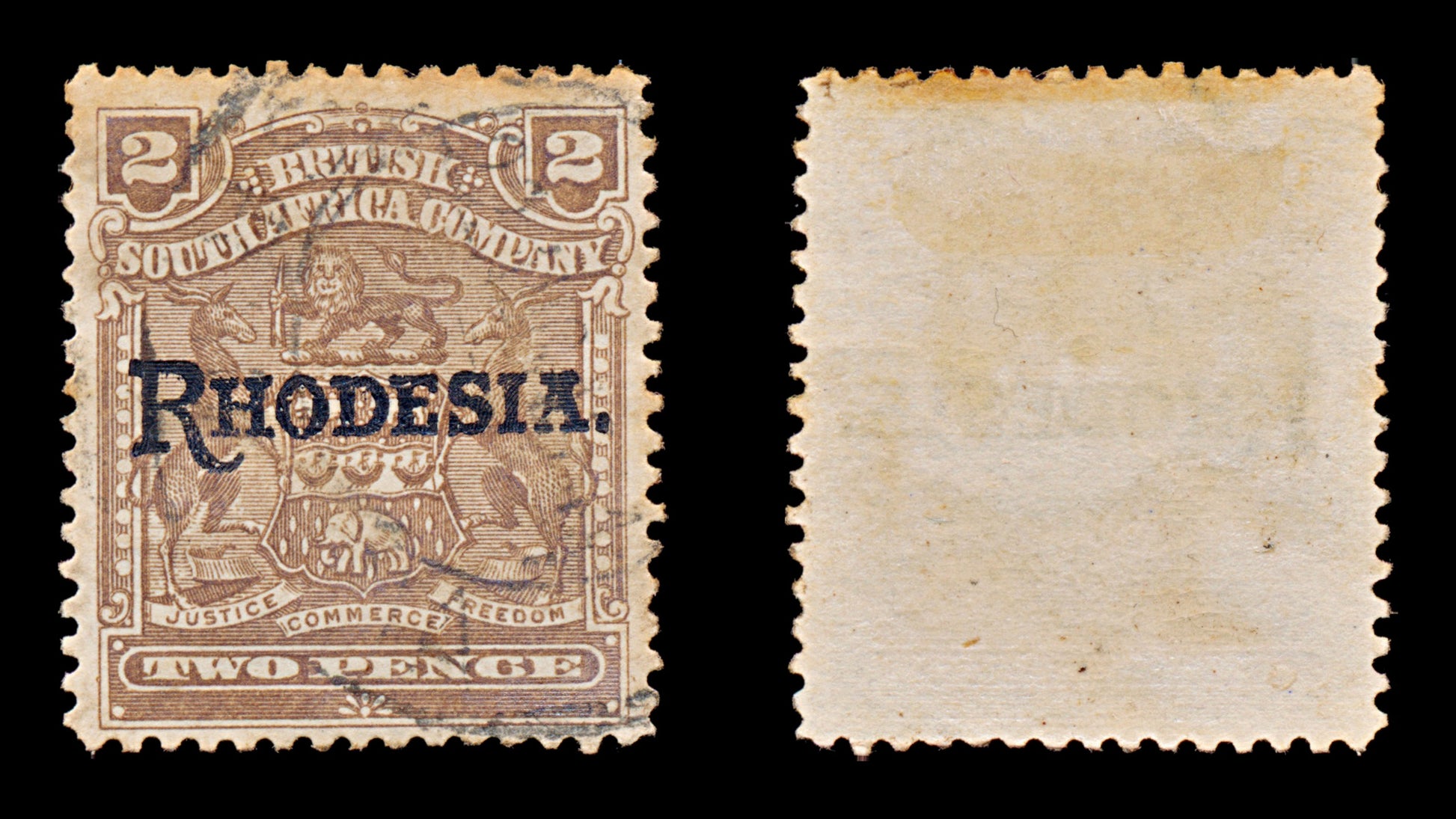 7667 Rhodesia SG102 2D Brown 1909. Sc#84 Mi84. Used. C£11