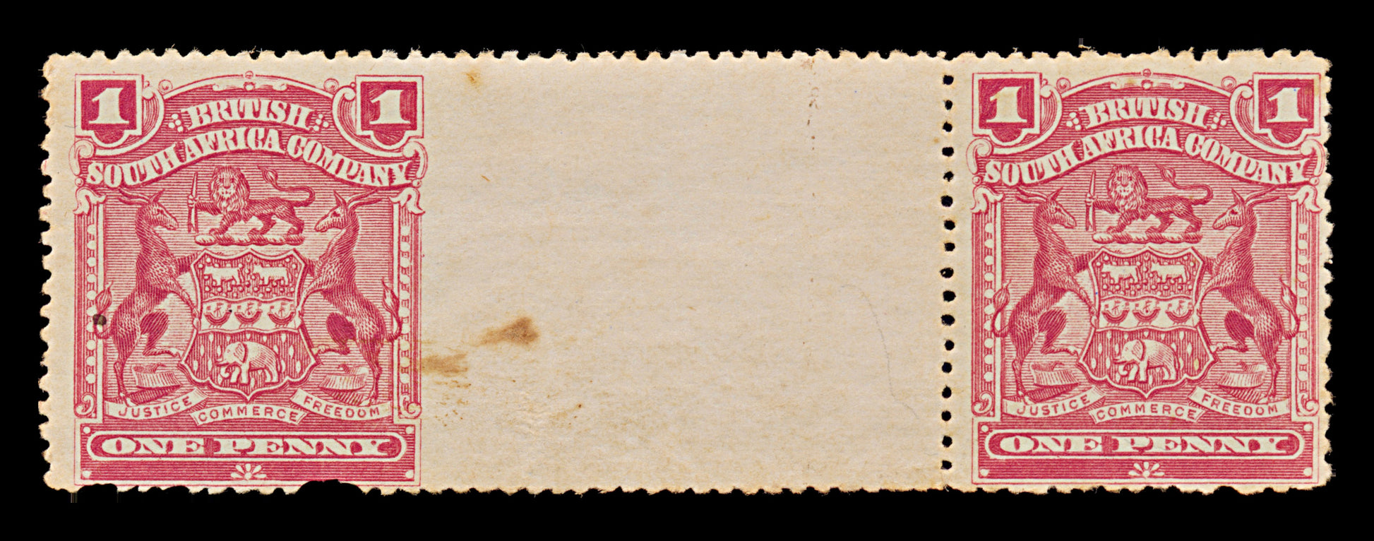 7668 South Africa Company SG77 1D. Scarce. Imperf Right 1898. Sc#60 Mi59. Mint MH