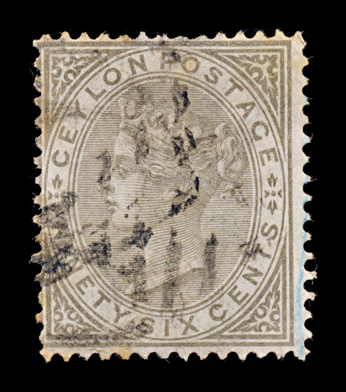 7699 Ceylon SG132 96C Brown Grey 1872. Sc#73 Mi54C. Used. C£30