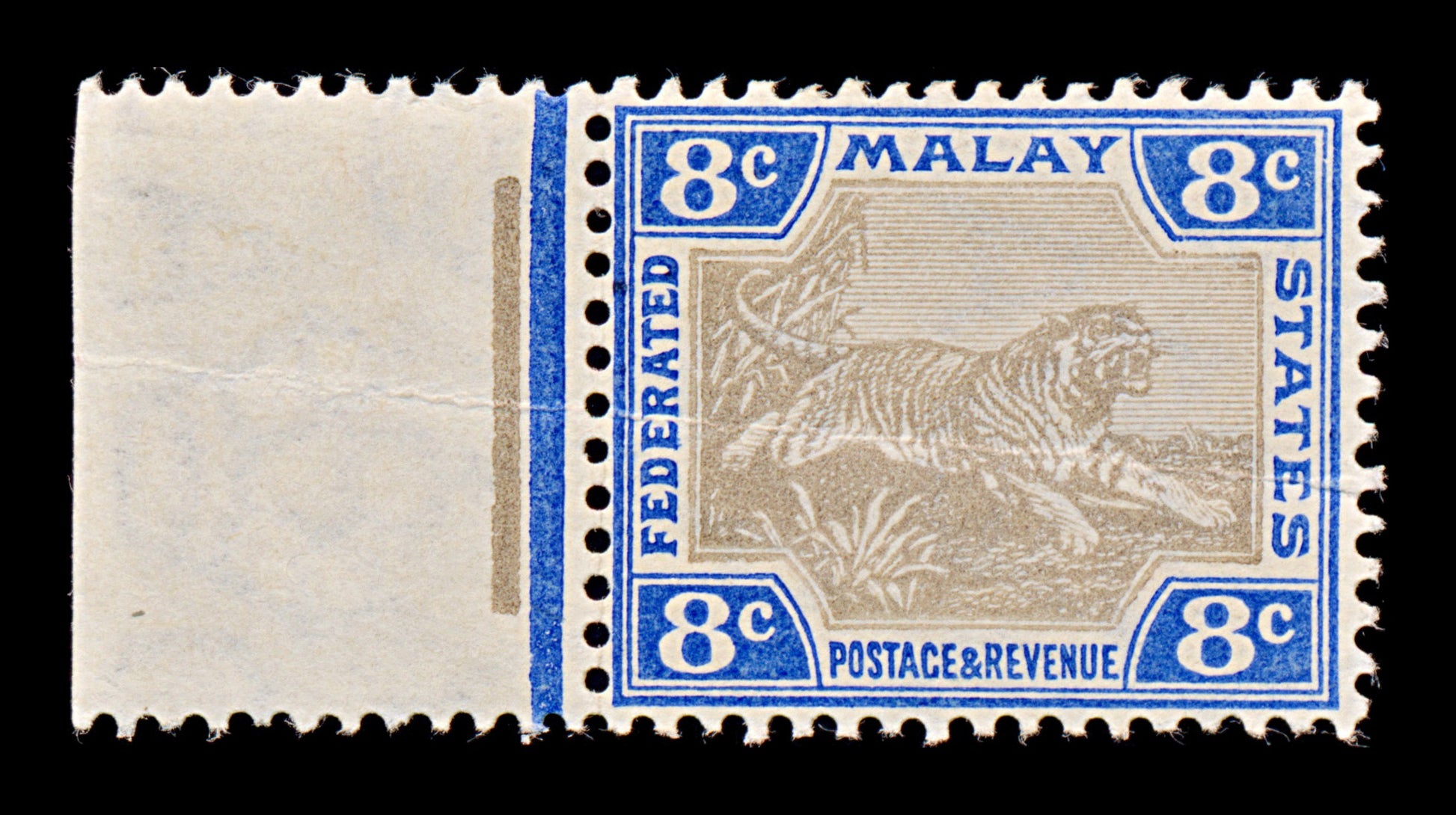 7702 Straits Settlements SG41 8C Grey & Ultramarine 1905. Sc#30 Mint MVLH. C£85