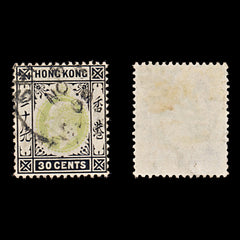 7707 Hong Kong SG84a 30c Black & Light Green 1906. Sc#99a Mi84. Used. C£24, view 2