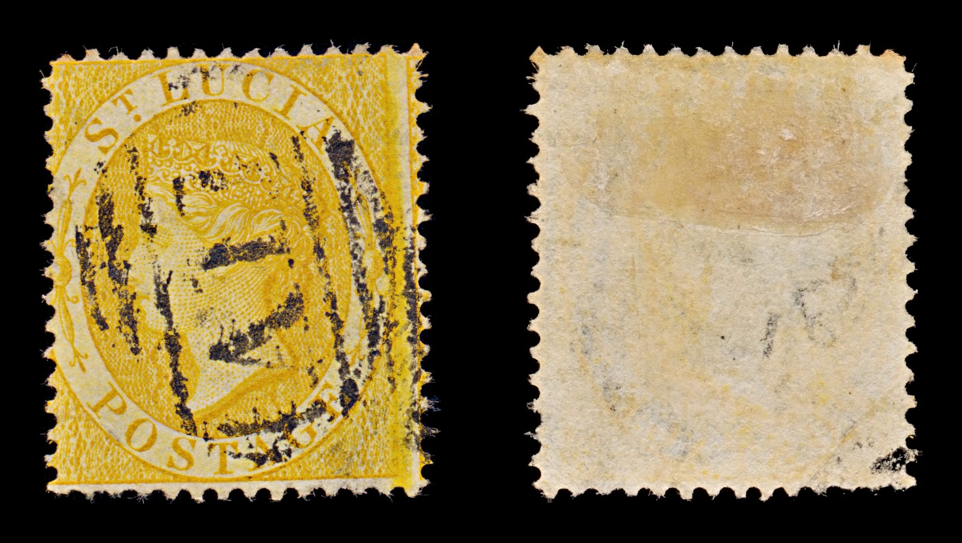 7724 Saint Lucia SG18 1S Yellow-Orange 1876. Sc#14a Used. C£24