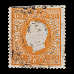 7728 Portugal SG132 80R Red Orange. Scarce P14 1871. Sc#44c Mi40xaD. . C£1200, view 3