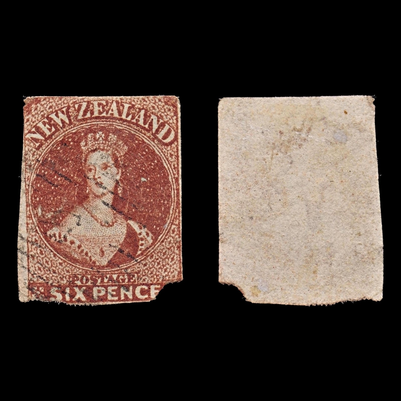 7730 New Zealand SG43 6D Red Brown 1863. Sc#14 Mi16a. Used. C£120