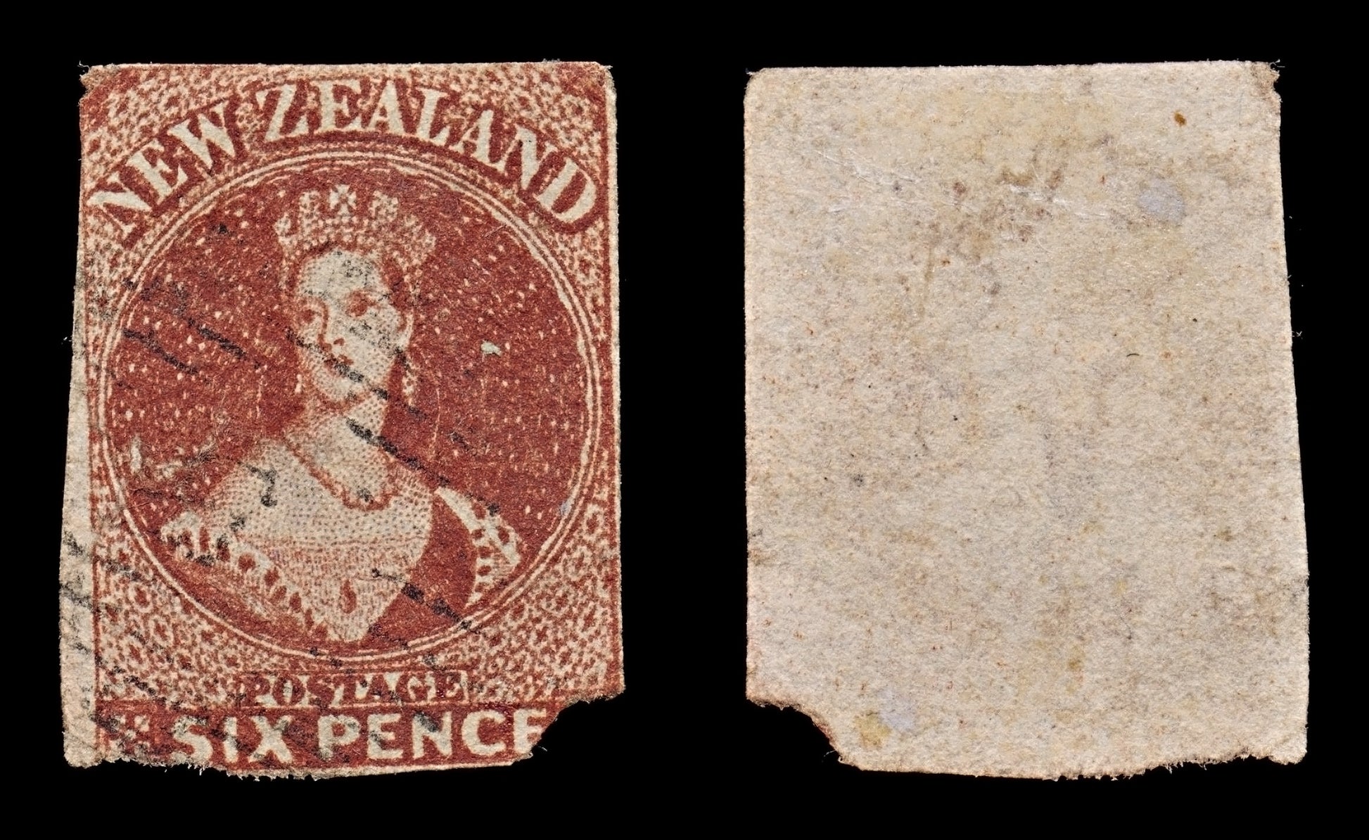 7730 New Zealand SG43 6D Red Brown 1863. Sc#14 Mi16a. Used. C£120