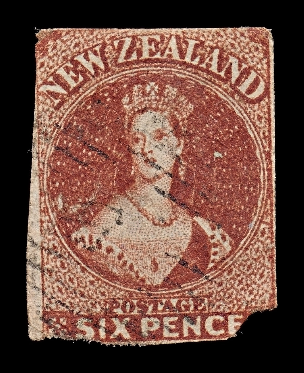 7730 New Zealand SG43 6D Red Brown 1863. Sc#14 Mi16a. Used. C£120