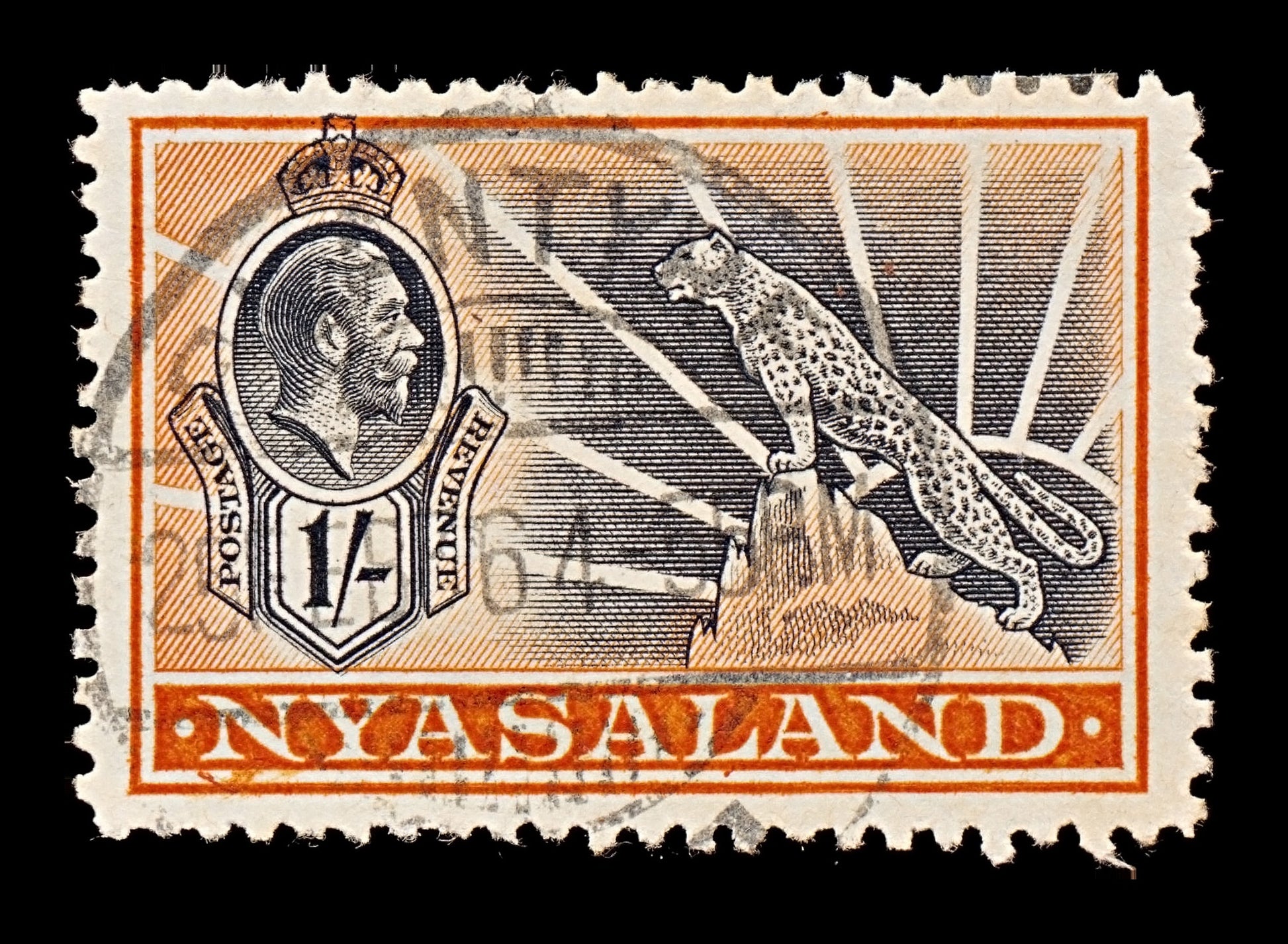 7731 Nyasaland SG122 1S Black & Orange 1934. Sc#46 Mi44. Used. C£14