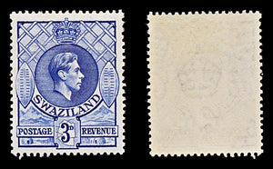 7750 Swaziland SG32a 3D Deep Blue 1938. Mi31abA. Mint MVLH. C£17