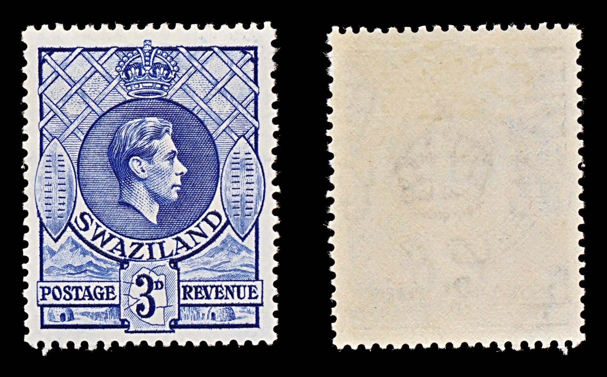 7750 Swaziland SG32a 3D Deep Blue 1938. Mi31abA. Mint MVLH. C£17