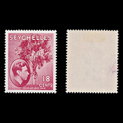 7770 Seychelles SG139c 18C Carmine Lake 1941. Mint MH. C£14, view 1