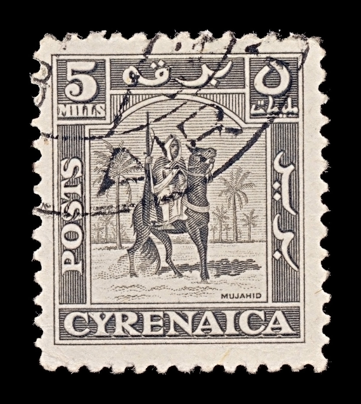 7774 Cyrenaica, British Administration SG140 5M Grey 1950. Sc#69 Mi5. Used. C£10