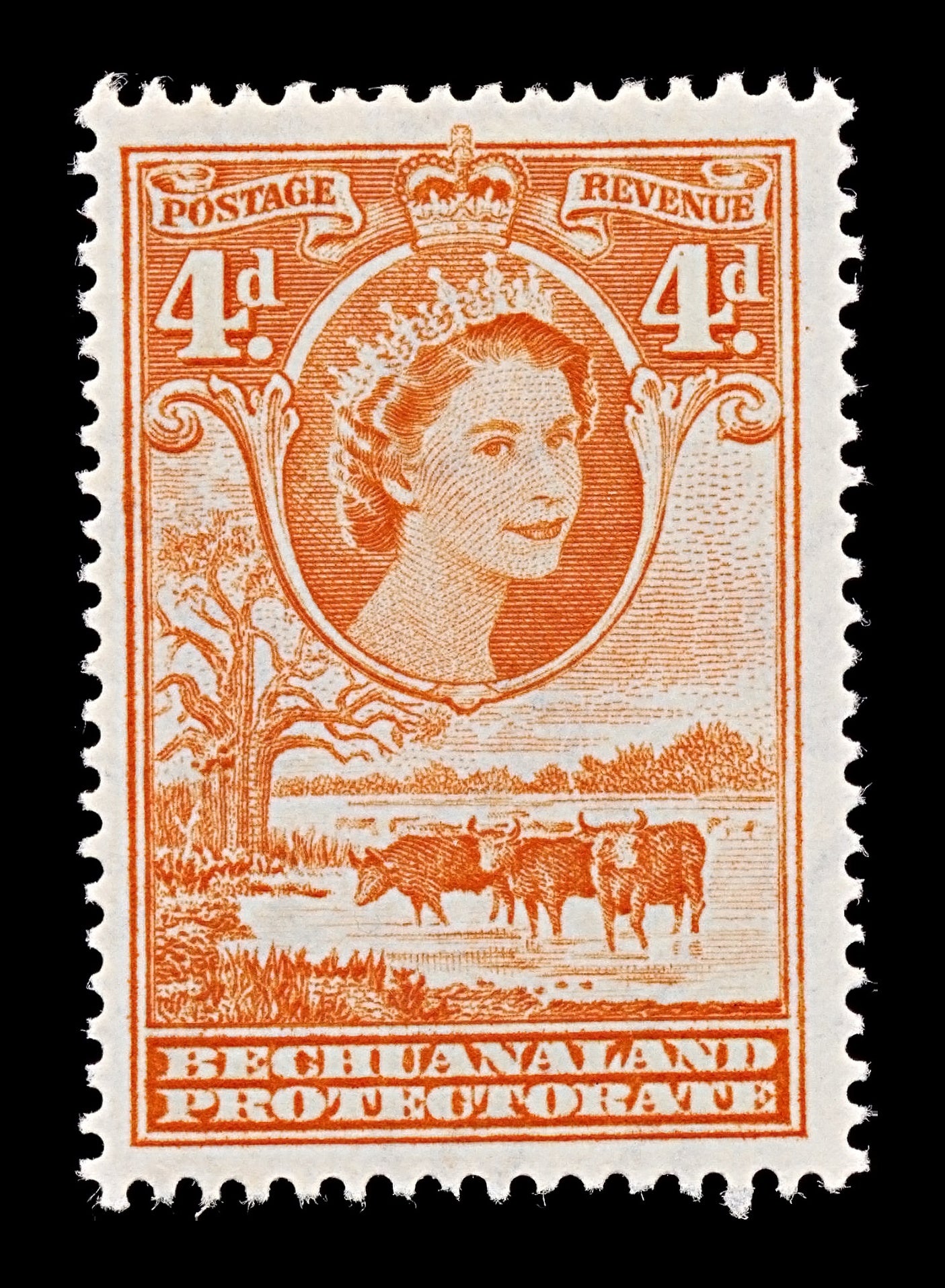 7779 Bechuanaland SG146b 4D Red Orange 1958. Sc#158 Mi133. Mint MNH. C£13