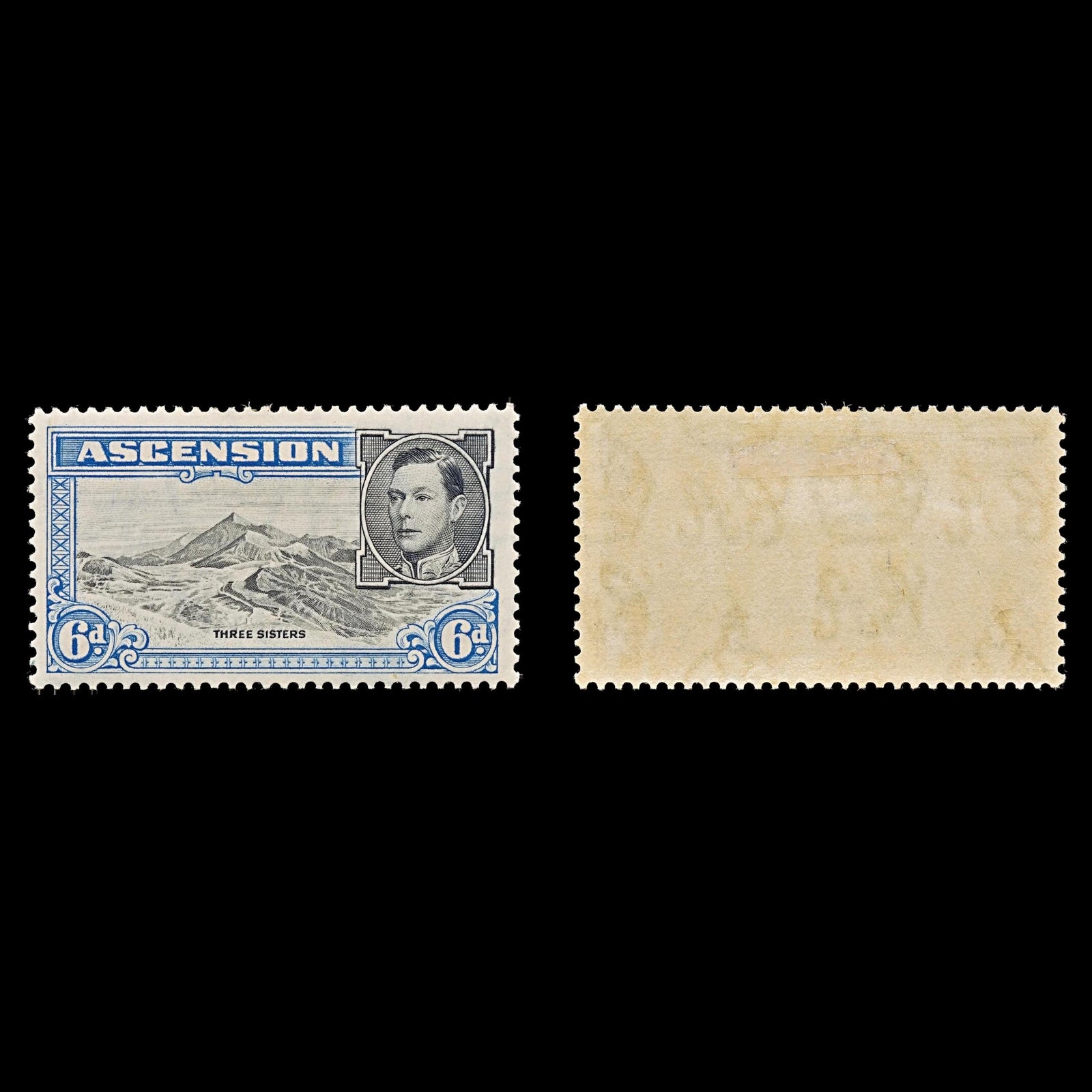 7782 Ascension SG43 6D Black & Grey Blue 1938. Sc#45 Mi48A. Mint MH. C£14