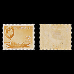 7795 Seychelles SG140a 20C Brown Ochre 1941. Sc#136a Mint MH. C£30, view 2