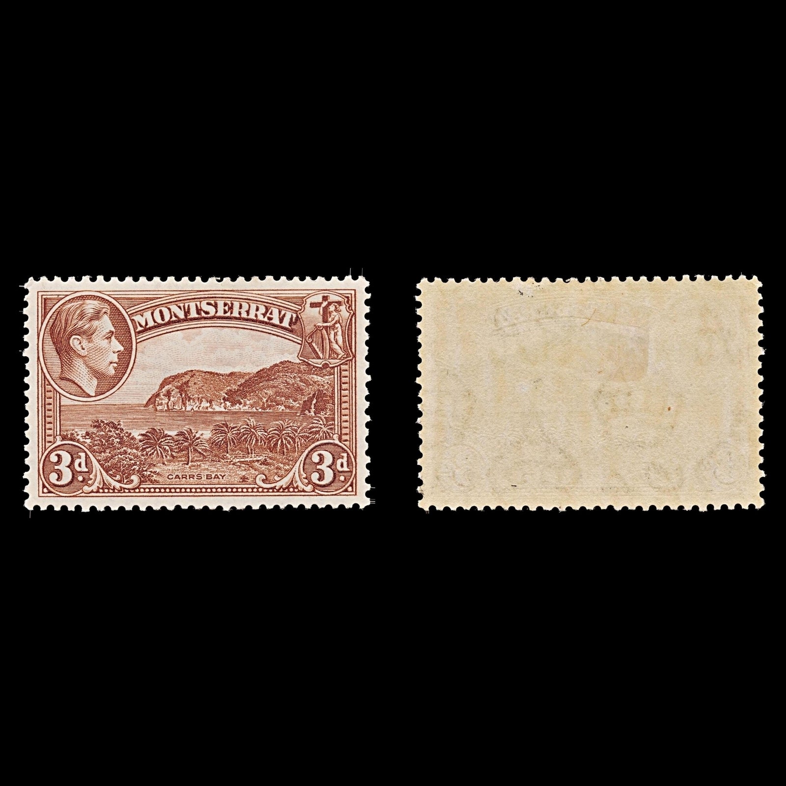7803 Montserrat SG106 3D Brown 1938. Sc#97a Mi98A. Mint MH. C£12