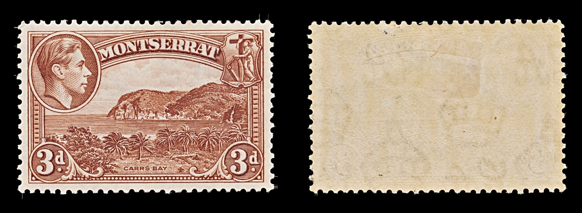 7803 Montserrat SG106 3D Brown 1938. Sc#97a Mi98A. Mint MH. C£12