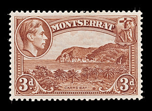 7803 Montserrat SG106 3D Brown 1938. Sc#97a Mi98A. Mint MH. C£12