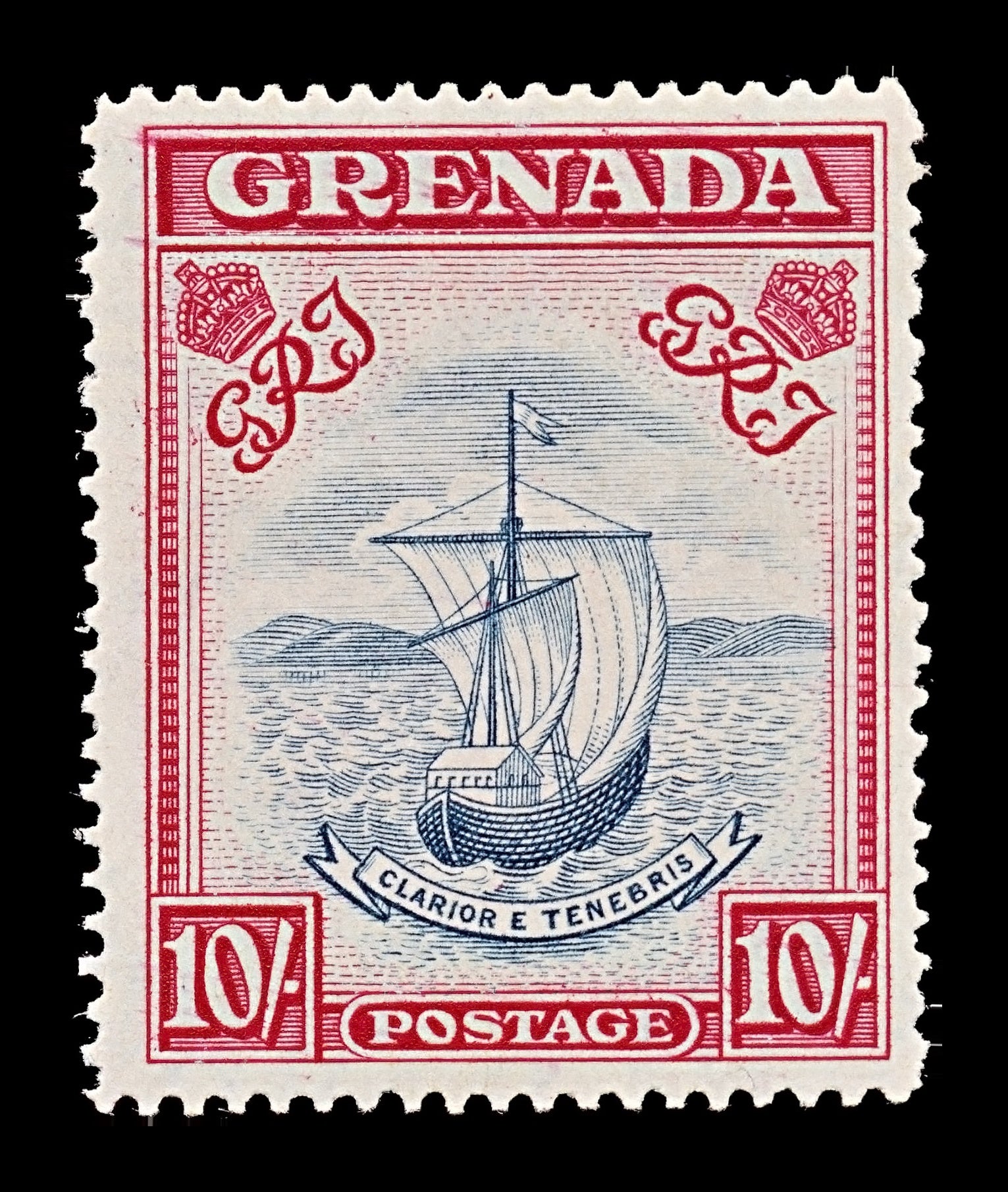 7809 Grenada SG163b 10S Carmine & Slate Blue. Fresh Example 1943. Mint MNH. C£300