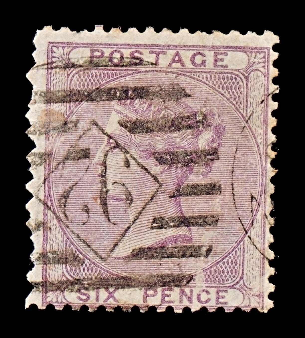 7817 GB SG70 6D Pale Lilac 1856. Sc#27 Mi14yc. Used. C£140