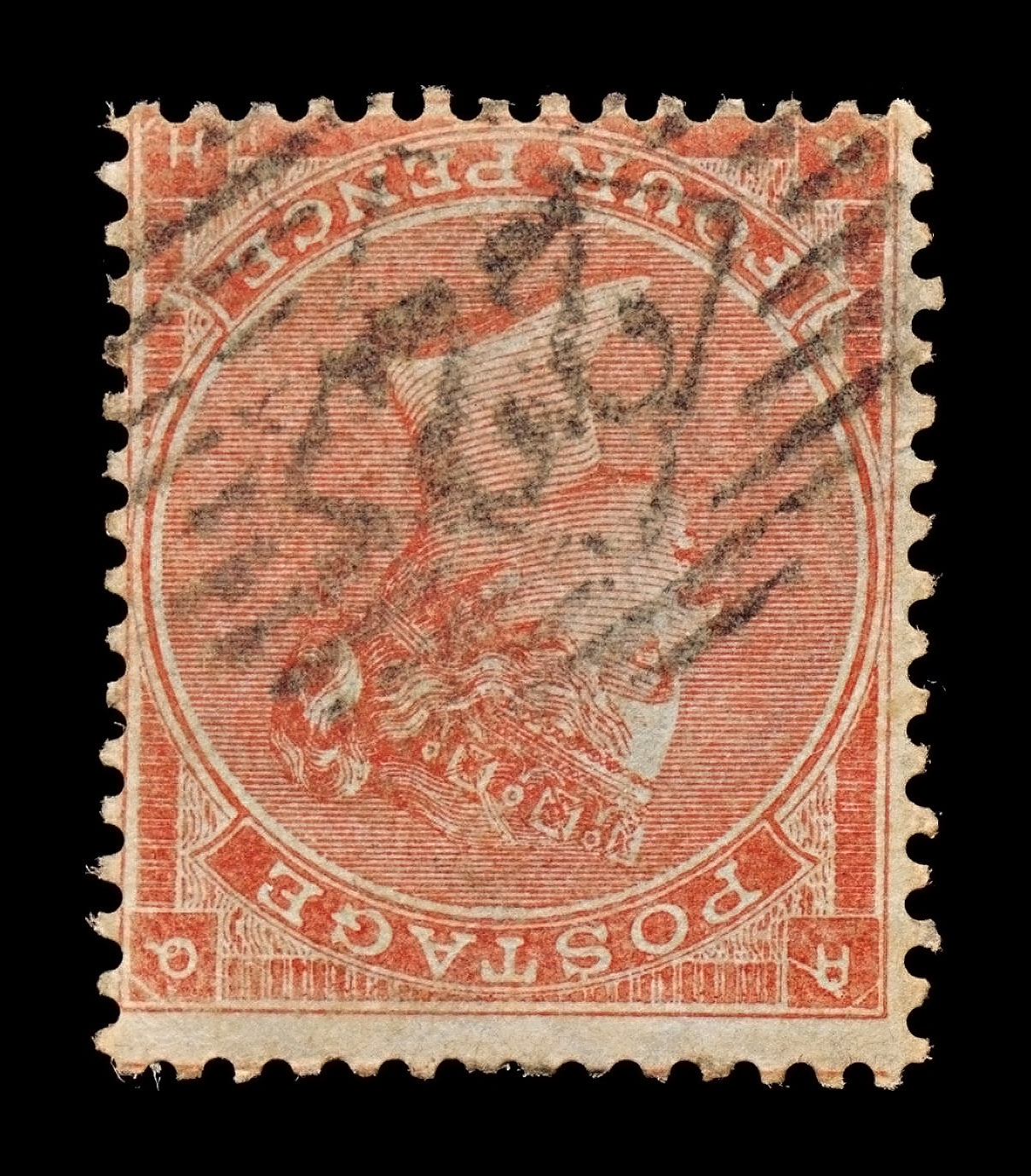 7818 GB SG80wi 4D Pale Red. Wmk Inv. 1862. Sc#34 Mi19Ib. Used. C£300