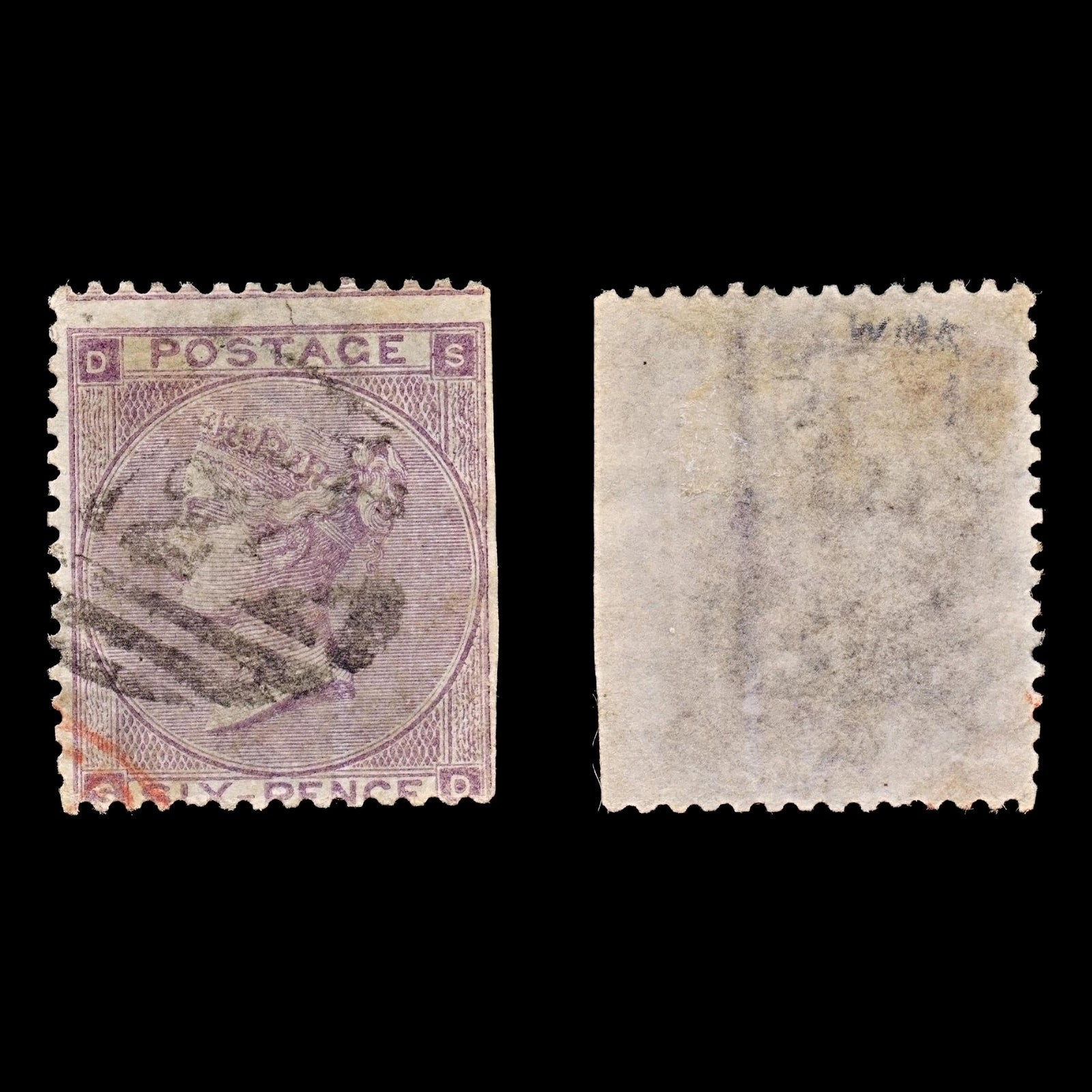 7820 GB SG84 6D Lilac. Watermark Error 1862. Sc#39 Mi20Ib. Used