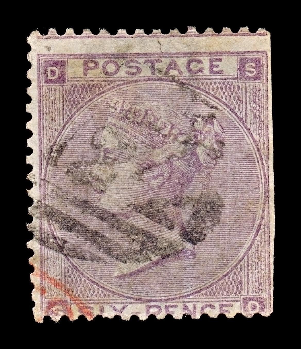 7820 GB SG84 6D Lilac. Watermark Error 1862. Sc#39 Mi20Ib. Used