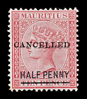 7825 Mauritius ½D Claret. 