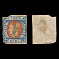 7828 Romania SG78 50b Blue & Red 1869. Sc#42 Mi25a. Used. C£60