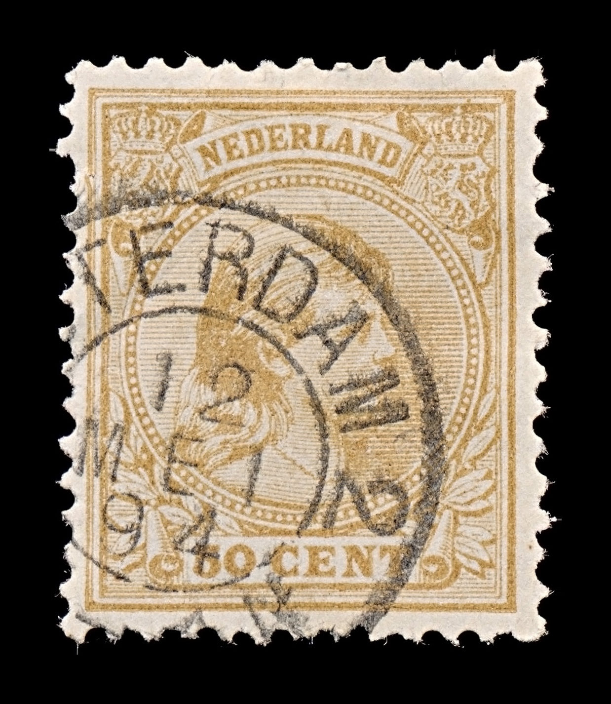 7830 Netherlands SG156a 50C Olive Brown 1891. Sc#49a Mi43aa. Used. C£22