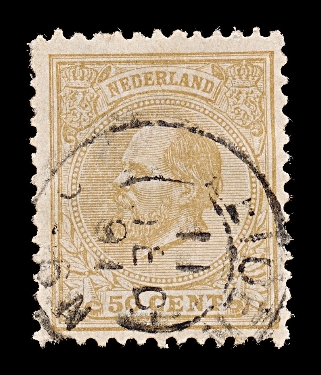 7833 Netherlands SG106B 50C Olive Brown 1888. Mi27G. Used. C£22