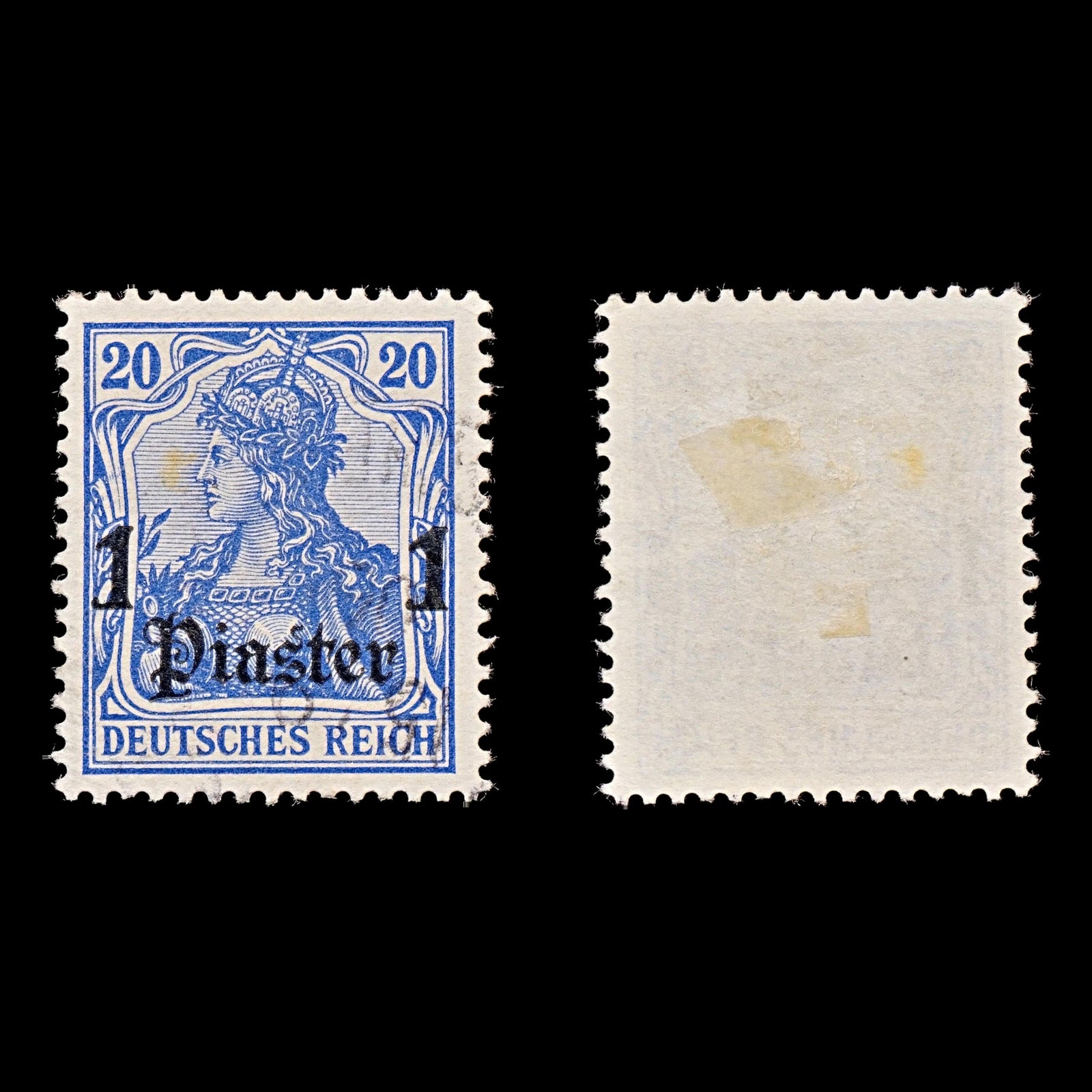 7842 Turkey - German Post Offices SG37 1Pi Bright Violet Ultramarine 1905. Sc#33 Mi26a. Used. C£28