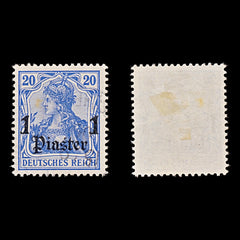7842 Turkey - German Post Offices SG37 1Pi Bright Violet Ultramarine 1905. Sc#33 Mi26a. Used. C£28, view 1
