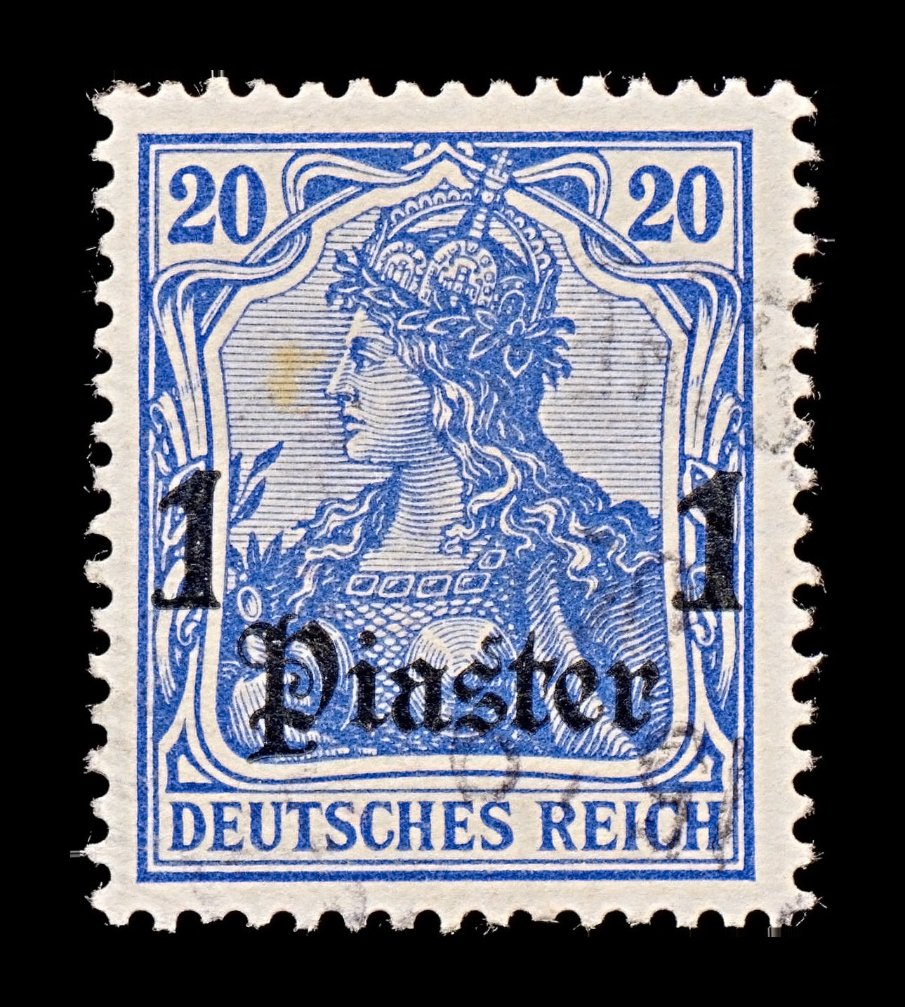 7842 Turkey - German Post Offices SG37 1Pi Bright Violet Ultramarine 1905. Sc#33 Mi26a. Used. C£28